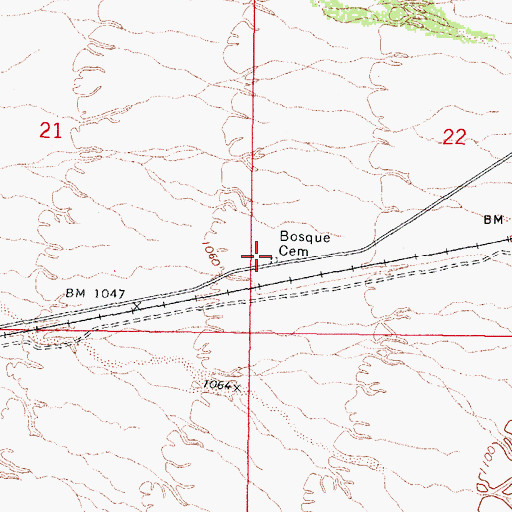 Topographic Map of Bosque Cemetery, AZ