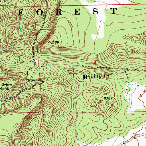 Topographic Map of Milligan Saddle Spring, AZ