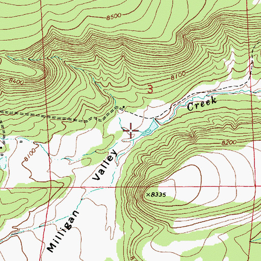 Topographic Map of Milligan Valley Creek Spring Number 1, AZ
