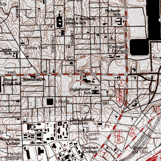 Topographic Map of Interdenominational Theological Center, GA