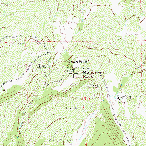 Topographic Map of Monument Rock, CO