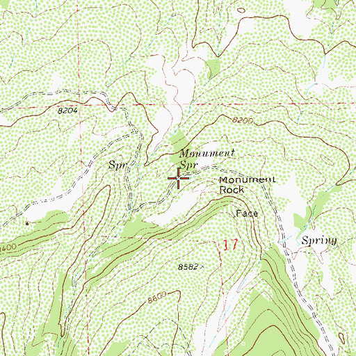 Topographic Map of Monument Spring, CO