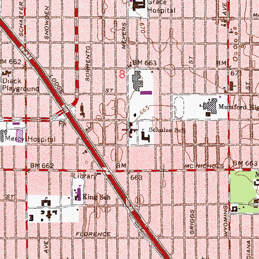 Topographic Map of Lewis College of Business, MI