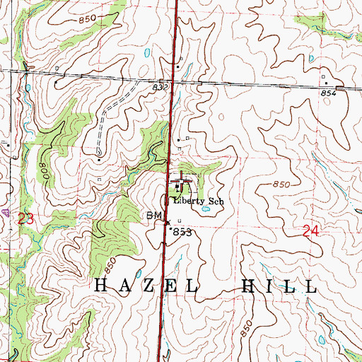 Topographic Map of Liberty Cemetery, MO