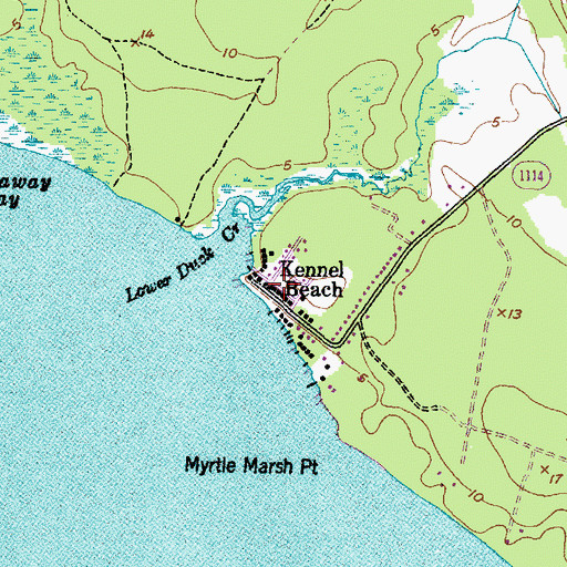 Topographic Map of Kennel Beach, NC