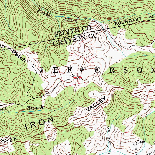 Topographic Map of Old Parks Cemetery, VA