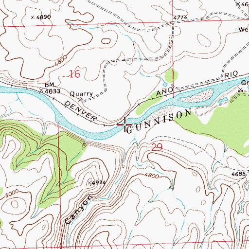 Topographic Map of Bangs Canyon, CO