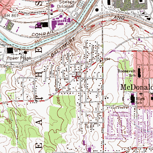 Topographic Map of Hilltop, OH