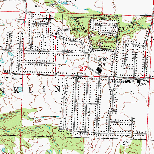 Topographic Map of Hunter, OH