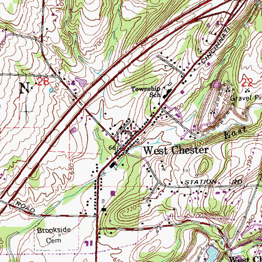 Topographic Map of Olde West Chester, OH