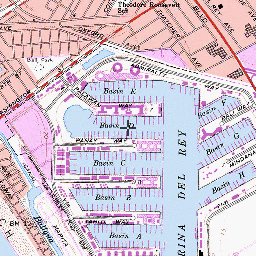 Topographic Map of Marina del Rey, CA