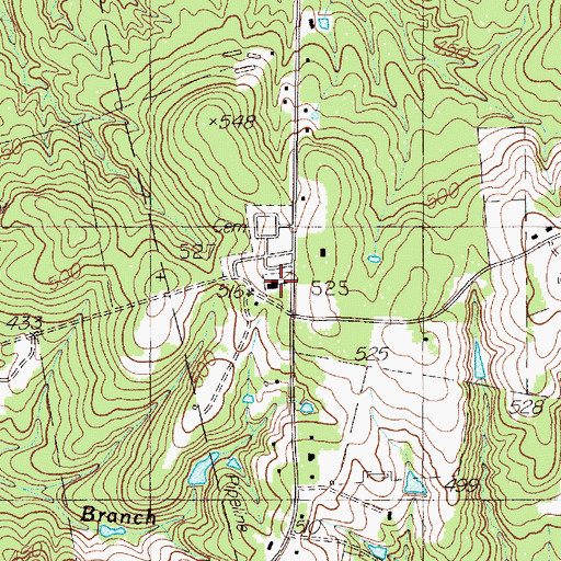 Topographic Map of Liberty Hill Church, TX