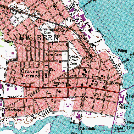 Topographic Map of Kafer Park, NC