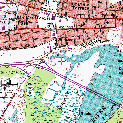 Topographic Map of Lawson Creek Park, NC