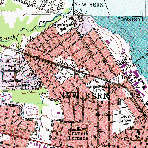 Topographic Map of Fort Rowan (historical), NC