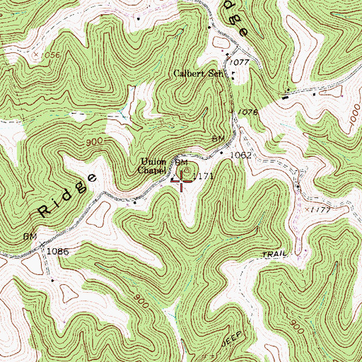 Topographic Map of Union Chapel Cemetery, WV