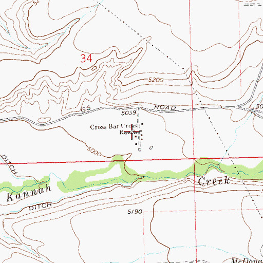 Topographic Map of Cross Barr Cross Ranch, CO