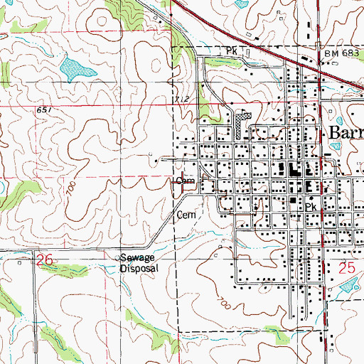 Topographic Map of Barry Cemetery, IL