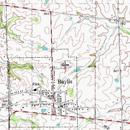 Topographic Map of Baylis Cemetery, IL