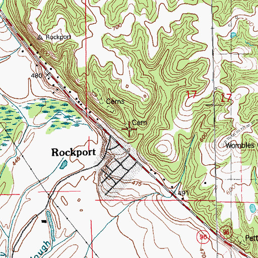 Topographic Map of Brokaw Cemetery, IL