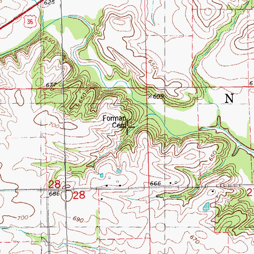 Topographic Map of Forman Cemetery, IL