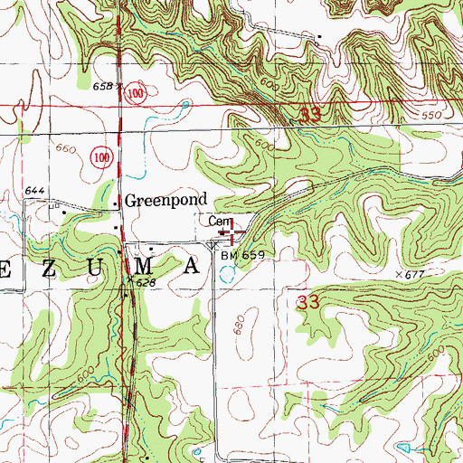 Topographic Map of Green Pond Cemetery, IL