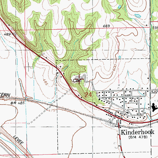 Topographic Map of Kinderhook Cemetery, IL