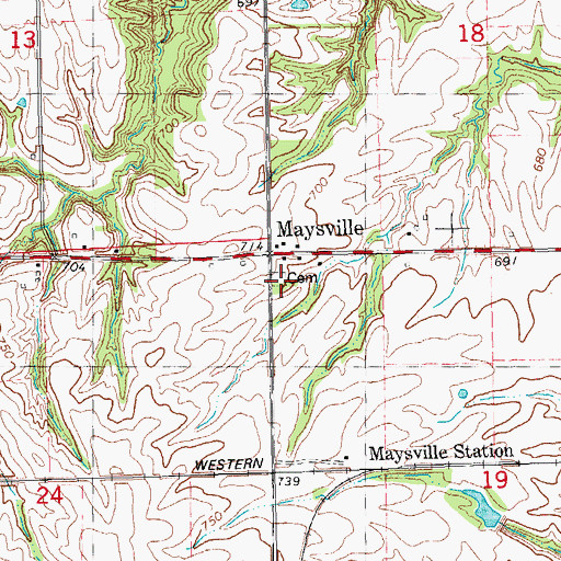 Topographic Map of Maysville Cemetery, IL