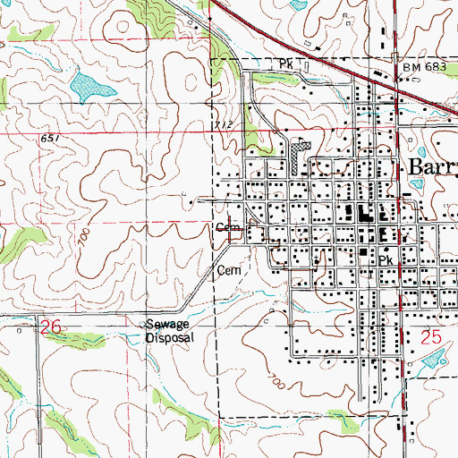 Topographic Map of Park Lawn Cemetery, IL