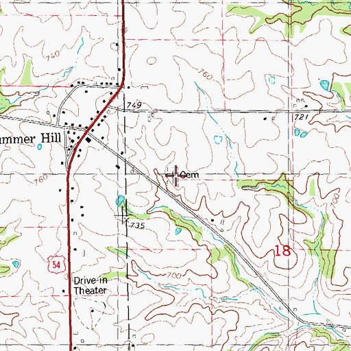 Topographic Map of Summer Hill Cemetery, IL