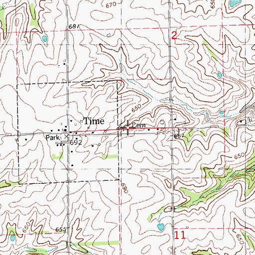 Topographic Map of Time Cemetery, IL