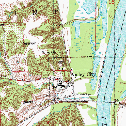 Topographic Map of Valley City Cemetery, IL