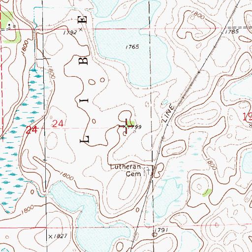 Topographic Map of German Lutheran Cemetery, SD