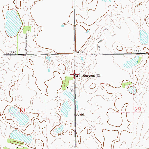 Topographic Map of Bergen Cemetery, SD