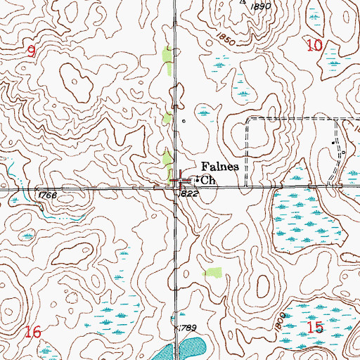 Topographic Map of Falnes Cemetery, SD