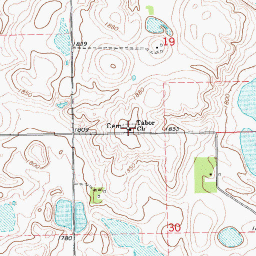 Topographic Map of Tabor Lutheran Church Cemetery, SD