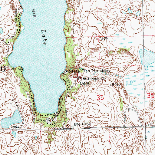 Topographic Map of Saint Joseph's Catholic Cemetery, SD