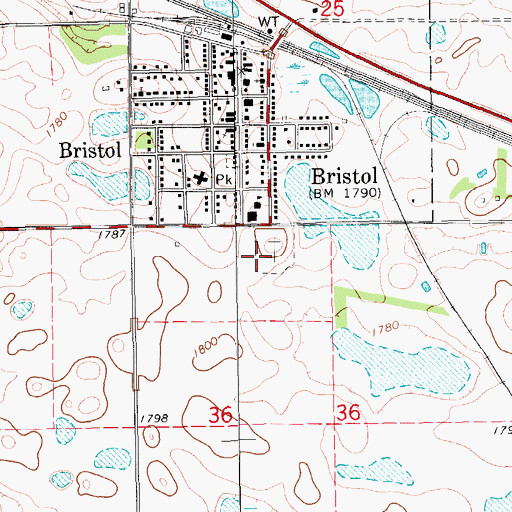 Topographic Map of Saint Anthony's Catholic Cemetery, SD