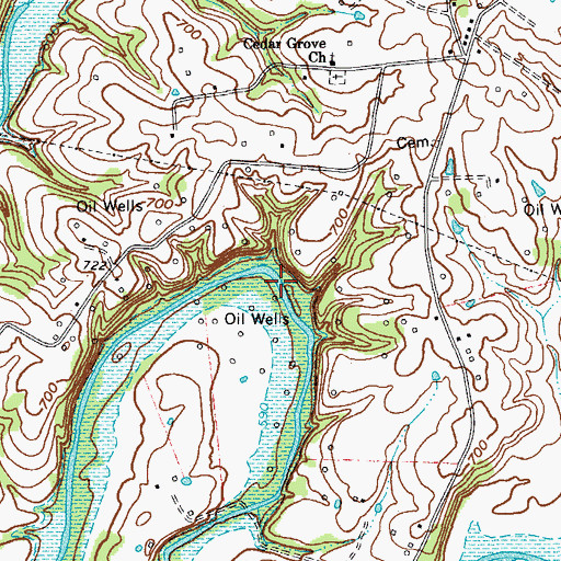 Topographic Map of Adams Cemetery, KY