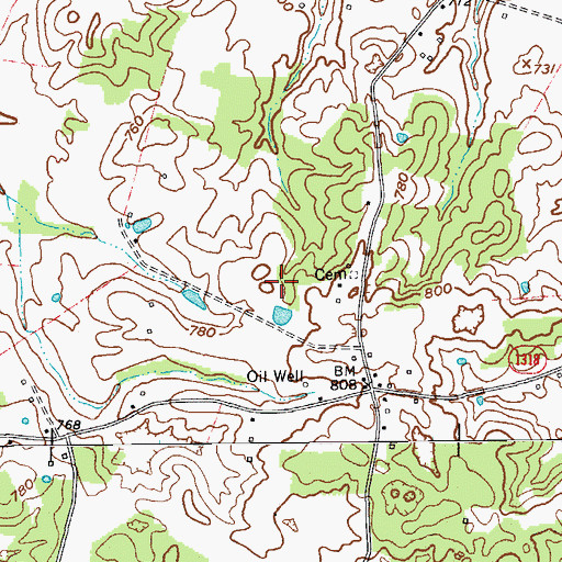 Topographic Map of Allen Cemetery, KY