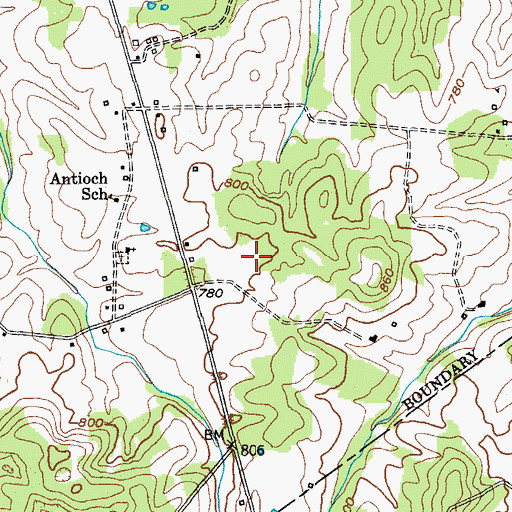 Topographic Map of Antioch Church Cemetery, KY