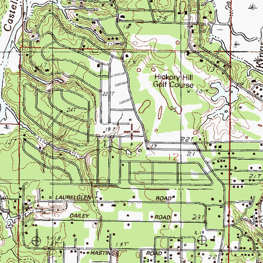 Topographic Map of Hickory Hills, MS