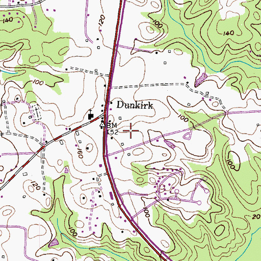 Topographic Map of Dunkirk Town Center, MD
