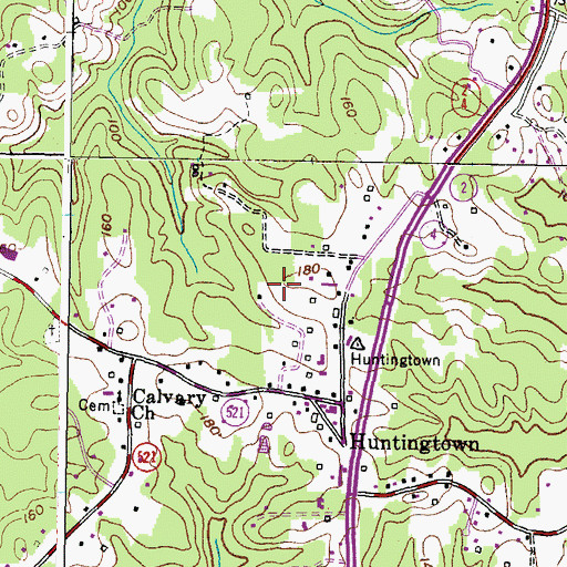 Topographic Map of Huntingtown Town Center, MD