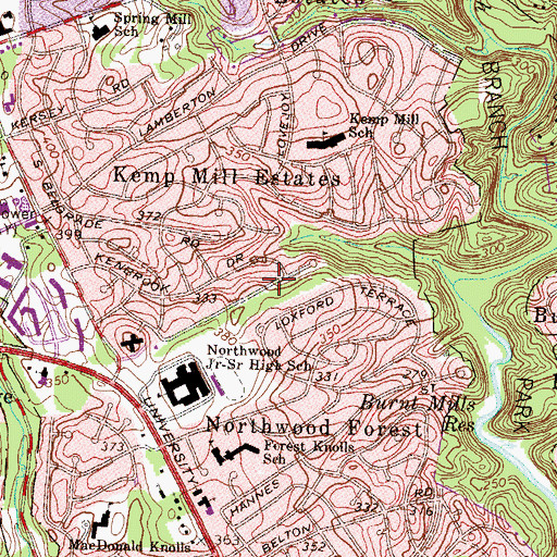 Topographic Map of Kemp Mill, MD