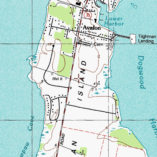 Topographic Map of Tilghman Island, MD