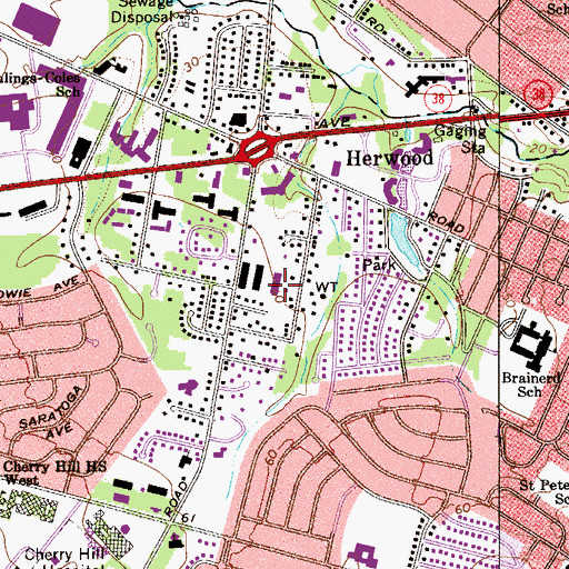 Topographic Map of Cherry Hill Mall, NJ