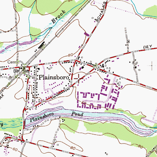 Topographic Map of Plainsboro Center, NJ