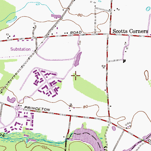 Topographic Map of Princeton Meadows, NJ