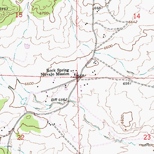 Topographic Map of Rock Springs, NM